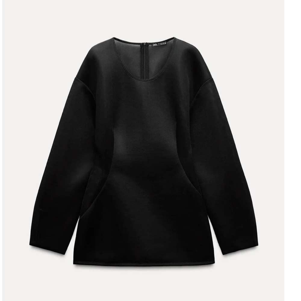 Zara black mesh organza thick long top / mini dress - Picture 6 of 10